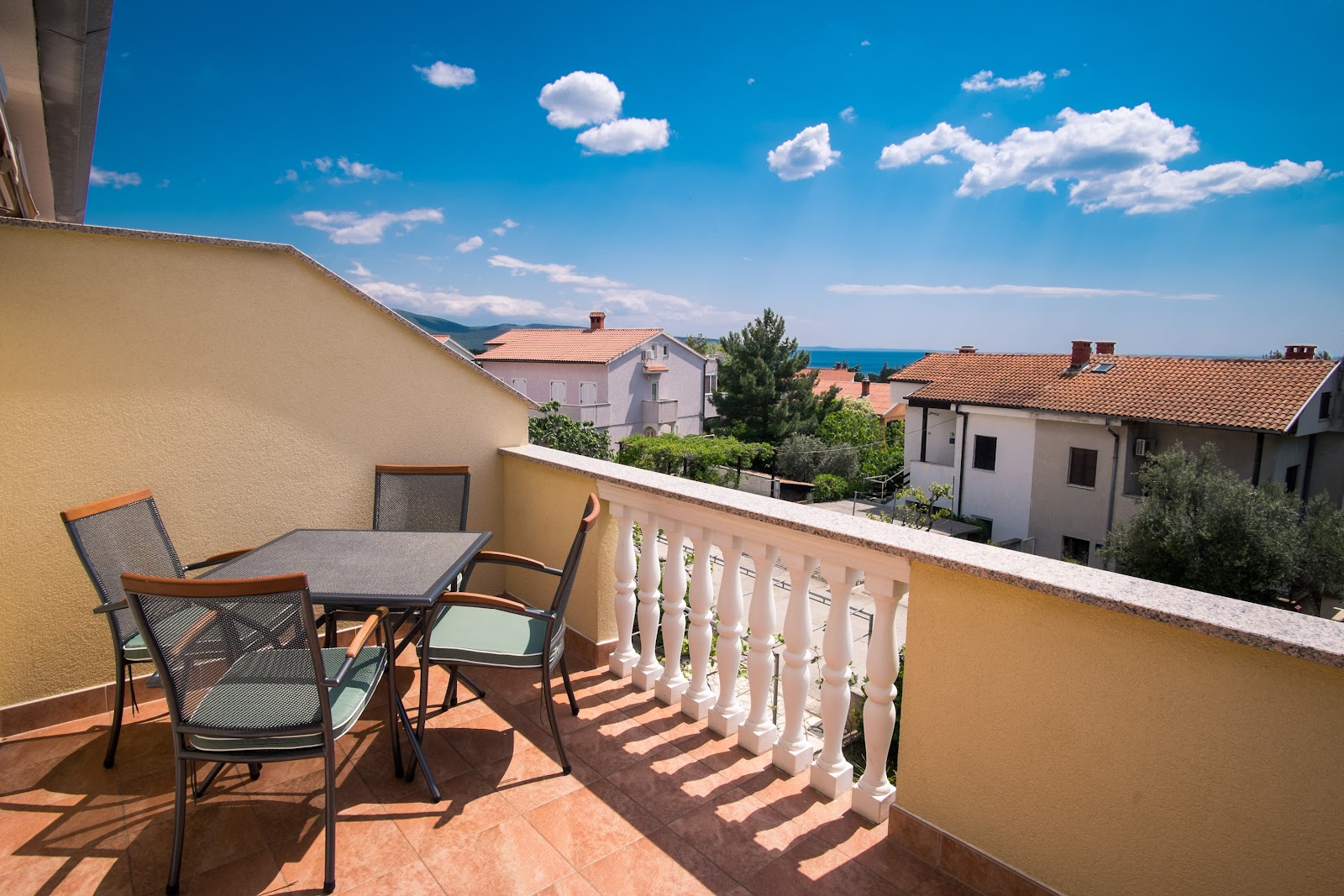 Balcony of Apartment 1 showing a view of the sea.